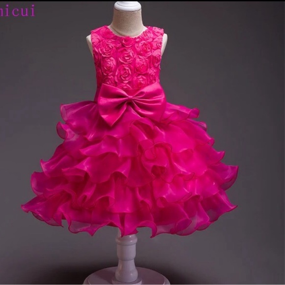 Source Unknown Other - 🌺 Fuchsia Princess Pageant Ball Gown w/ Floral Bodice Sz 150 sis match avail 🌺